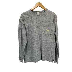 Victoria’s Secret PINK Gray Bling Gold Dog Campus Long Sleeve Tee Size S